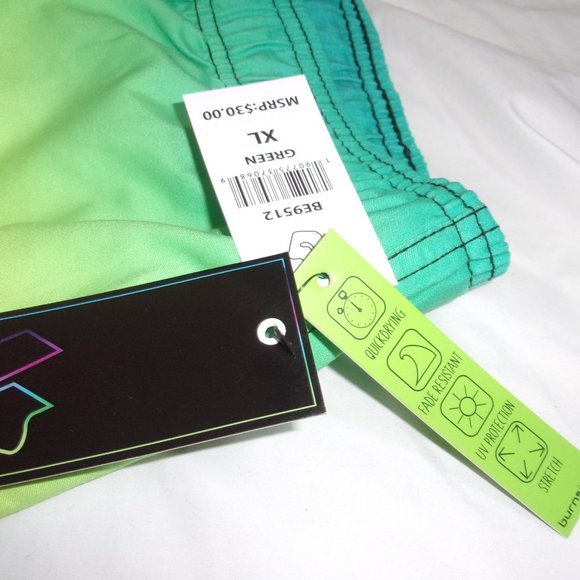 Burnside Lime and Charcoal Swim Shorts - Picture 2 of 7